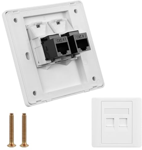OFFCUP CAT6 Universal Netzwerkdose 2 Port LAN Dose STP Vollgeschirmt RJ45 Modul Gigabit Ethernet Netzwerk Keystone Dose Buchse Einbaubuchse Aufputz oder Unterputz