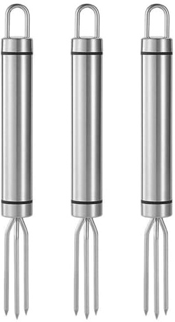 SGERUFZ Pack of 3 Stainless Steel Jacket Potato Fork, Potato Fork with 3 Prongs, Corn on the Cob Holder, Reusable