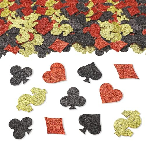 100 Pcs Groß Casino Poker Konfetti,Karneval deko,Glitter Las Vegas deko Streudeko,casino Party Confetti,4cm Nacht Party Konfetti Dekoration Groß Chips,Karneval Wurfmaterial Bar Dekoration