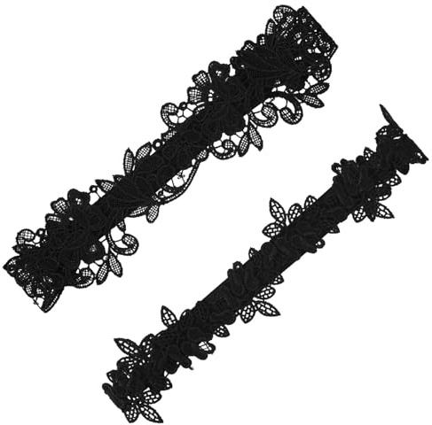 OuryTech Strumpfband, 2 Piezas Conjunto de Liga para Novia, Accesorio de Pierna Negro para Boda