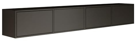 Selsey TV Lowboard Hängend Schwarz 200 cm Minimalistisches Design mit Push-to-Open 16 mm Laminierte Spanplatten 4 Klappen Platzsparend Ideal für Wohnzimmer Matte Oberfläche Made in Europa