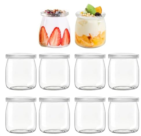 UQMIQURA 10er Joghurtgläser mit Deckel, 100ml Klein Joghurtgläser, Gläser Durchsichtige Dessertgläser Glas, BPA-Frei, Mehrzweck Nachtisch Gläser für Joghurt, Nachtisch, Pudding, Marmelade
