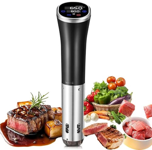Adtzpc Sous Vide vattenbad, 1 100 W Sous Vide Sous Vide-maskin, IPX7 vattentät dykcirkulator, justerbar temperatur- och tidskontroll, för biffar, kyckling