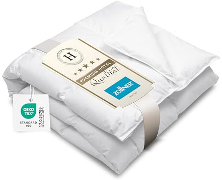 ZOLLNER Piumone con 90% piume e 10% piumette - traspirante - per tutte le stagioni - trapuntatura a cassetta - Made in Europe - 135x200 cm - Qualità alberghiera - certificata OEKO TEX
