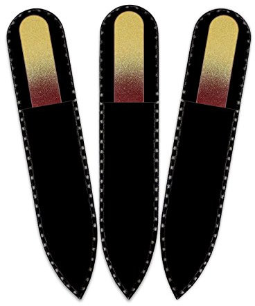 Mont Bleu Lima de uñas de cristal de color en estuche de terciopelo negro, tamaño pequeño, vidrio templado checo auténtico, Garantía de por vida | Fabricado a mano en la República Checa