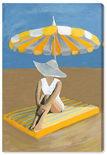 The Oliver Gal Artist Co. Fashion and Glam Wall Art Canvas Prints Umbrella' Home Décor, 24 x 36, Yellow, Blue