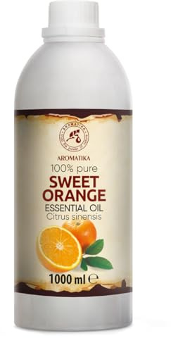 Aceite Esencial de Naranja Dulce 1000 ml - Citrus Sinensis - Natural y Puro - Aceite de Naranja para Difusores - Fragancias para el Hogar - Jabones y Velas - Sauna - Aroma Cítrico - Aromaterapia