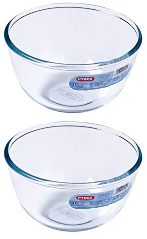 Pyrex Classic - Ciotola rotonda in vetro, adatta al forno e al microonde, 1,0 l, trasparente, confezione da 2