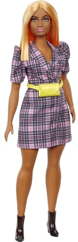 Barbie GRB53 - Fashionistas Puppe im Puff-Ärmel Blazer Kleid, Spielzeug für Kinder von 3 bis 8 Jahren
