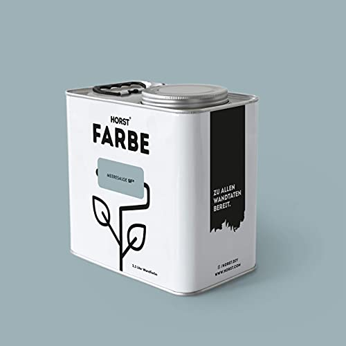 HORST Wandfarbe Meeresalge 2,5L - Hochwertige Innen-Farbe - Hohe Deckkraft & Schnelltrocknend - Geruchsneutral - Spritz- & Tropffrei - 100% Natürlich - Blau
