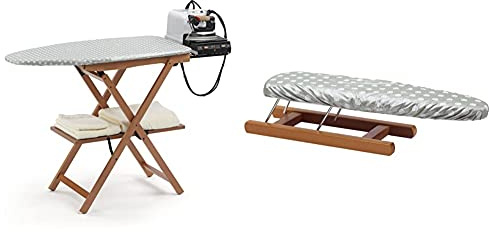 Arredamenti Italia Astir Plegable de Plancha en Madera de Haya, Textil + Mangas Stiromanicas, Color: Cerezo