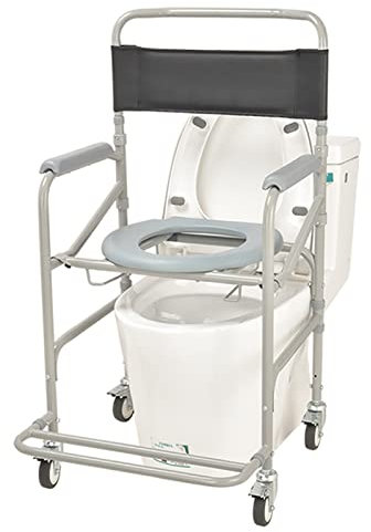 Toilettenstuhl Fahrbar,Klappbarer Toilettenstühle Mit Toilette,Nachtstuhl WC-Stuhl Duschstuhl Mit Armlehne Und Rückenlehne,Fahrbarer Toilettenrollstuhl,für Schwangere/Ältere Menschen/Behinderte