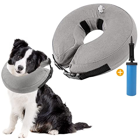 Nasjac aufblasbare Halskrause Hund & Katze, Verstellbarer weicher und bequemer Hundekragen Leckschutz mit Schnellverschluss, verhindern, DASS Haustiere nach der Operation Wunden berühren und lecken