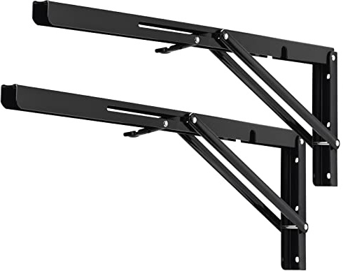 YUMORE Équerres Étagères Pliable 500mm,Équerres Pliantes Support Console Pliable Charge Maximale 150KG Robuste Brace de Tablette Flottants Pour Garage Cuisine Chambre, Noir, avec Vis