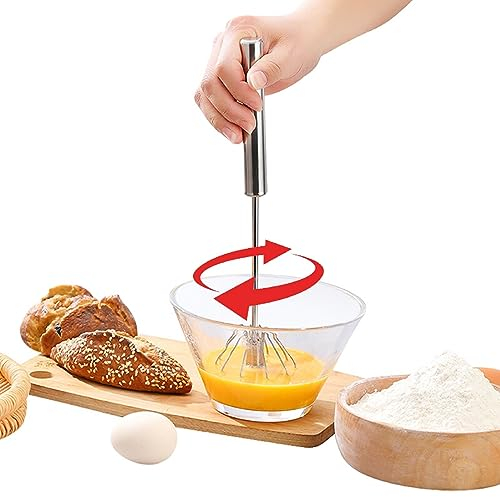 frullino per le uova, frullino per le uova in acciaio inossidabile frullino per le uova semiautomatico a mano frullino per le uova montalatte utensili da cucina(M)