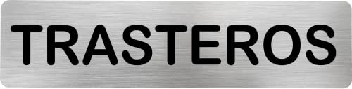 MovilCom® - Señal de acero inoxidable TRASTEROS | Placa puerta INOX | Señal informativa | Cartel Puerta 200X50mm