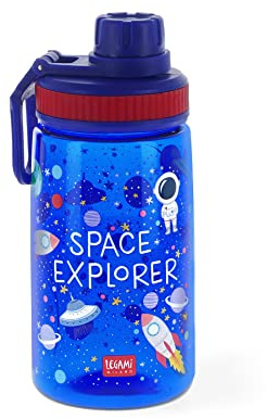 Legami - Gourde pour enfant, légère, fermeture hermétique, sans BPA, 400 ml, Thème Space