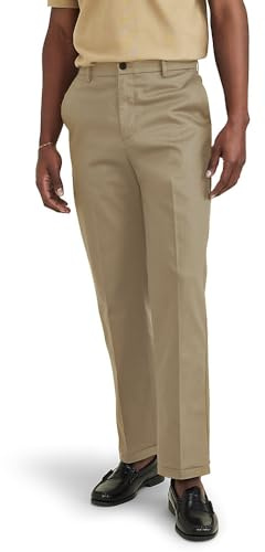 Dockers Pantalones de corte recto para hombre, color caqui, sin plancha, con protección contra manchas (regular, grande y alto), Caqui (New British Khaki), 48W x 30L