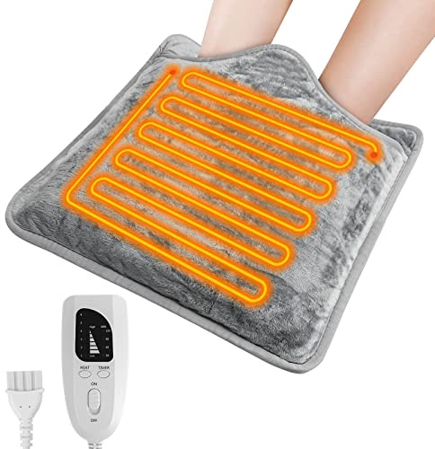 16''×16'' Electric Heated Foot Warmers for Women and Men, SOPPY Washable Heating Pad with 6 Heat Levels 4 Timers, Auto Shut-Off, Warmer Fast Heating Pad Cushion for Foot, Back and Full Body,Grey