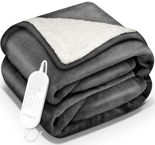 sinnlein® Heizdecke 160x120cm mit Abschaltautomatik | Wärmedecke elektrisch | Kuscheldecke mit Timerfunktion, 9 Heizstufen , Digitalanzeige & Überhitzungsschutz | Geschenke für Frauen & Männer