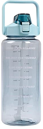 Fenhua Sport Trinkflasche Mit Strohhalm - 2 Liter Motivierende Wasserflasche Mit Zeitmarkierung, Auslaufsichere Wasserflasche Mit Griff Für Fitness, Outdoor Sport