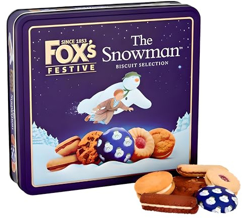 Fox's Festive Snowman Biscuit Tin - 350g Xmas Cookie Collection, Delightful Holiday Treats