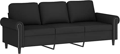 vidaXL Sofa 3-Sitzer, Loungesofa Couch mit Armlehnen Rückenkissen, Wohnzimmersofa Designsofa Metallgestell, Sitzmöbel Dreisitzer, Schwarz Samt