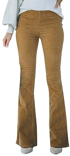 Pantalones de pana para mujer, corte bootcut, cintura alta, pantalones acampanados para mujer, color negro, corte ajustado, pantalones largos, pantalones de pana recta, pantalones ajustados,