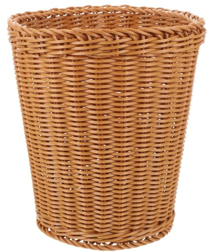 MAGICLULU Woven Trash Basket for Home Office - Brown Plastic Waste Bin for Bathroom, Bedroom, Kitchen 21 x 24.5CM