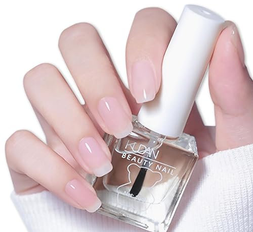 Clear Nail Polish - 2 in 1 Nail Varnish Quick Dry Top Coat & Base Coat Nail Polish Glossy Finish & Long Lasting Nail Coat Non-Toxic Water Based Natural Nail Varnish