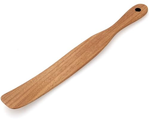 Skinny Wooden Spurtle for Sourdough Starter, Spreading, Baking, Mixing Sourdough Spoon Stirring Stick Teak Wood Bread Spatula for Cooking Utensils Flat Spurtles Kitchen Tools Scraper Jar Spatulas