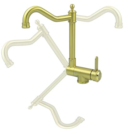 XJTNLB Vorfenster Küchenarmatur Gold Gebürstet Spültischarmatur Küche Retro Drehbare Küchenarmatu Einhebelmischer Küche