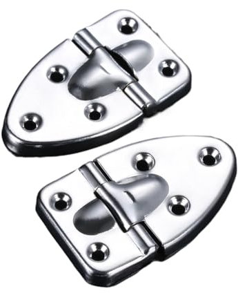 HXRFFOUM 2 Stück Gepäck-Flightcase, klappbare Metallscharniere for Möbel, Schmuckschatulle, Werkzeugkasten, Holz, Weinkoffer, 64 x 40 mm, Flacher Boden, 5-Loch-Dekor