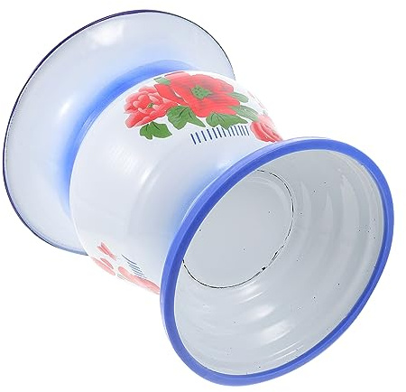 Orinal Retro de Hierro Azul en 1 Juego Estilo Clásico | Forma Redonda Base, Varios estilos y Antideslizante, Superficie Lisa Estampado Floral Variado