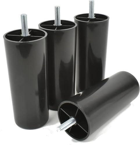 XCKJYDCDB 4 Stück Tischbeine Möbelfüße Kunststoff,Tischfüße Möbelbeine Schwarz Kunststoff Schrankfüße Sofafüße Sofa,mit Gewindestift (120mm [4 Stück])