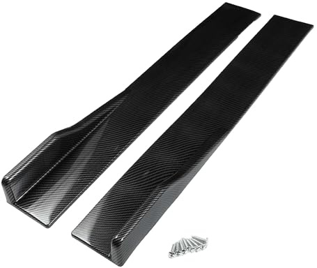 A ABSOPRO Auto Seitenschweller 80cm/31,5 Zoll Externer Rocker Splitter Diffusor Kit Universal Hochfeste ABS Schwarz Carbonfaser Muster Seitenschweller Verlängerungspanel Seitenunterkante