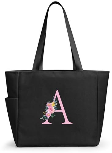 KALIDI Handtasche Damen A-Z Reißverschluss Schultertasche,Personalisierte Initialen Tragetasche Geschenke für Damen,Strand,Reisen,Einkaufen,Schule