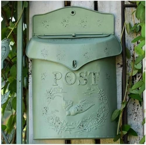 FLTRGO Mailbox An Der Wand Montiert, Mailbox Aus Retro Campestre Style, Mailbox Für Mailboxen Der Home Porch (Green) ~////