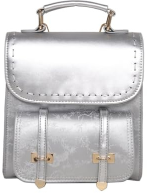 KADSXIYA Kleiner Damen-Rucksack mit mehreren Taschen, verstellbare Riemen, Crossbody-Tasche, Handtasche, silber
