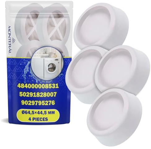 4x Universal Gummi Schwingungsdämpfer Waschmaschine Ø64,5x44,5 mm | mit dem Original Code 484000008531 50291828007 9029795276 - Garantie 10 Jahre - MONTERAL