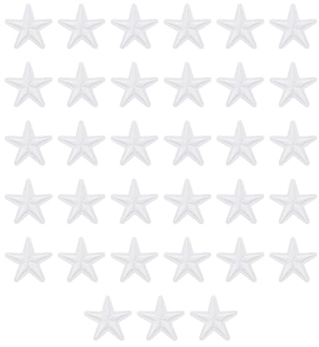 QUARKZMAN 33 Stück Sterne Patches zum Aufbügeln, 3.8cm Flicken zum Aufbügeln,Bestickte Aufnäher zum Bügelflicken für Hut Jacke Jeans Rucksäcke DIY Dekoration(Weiß)