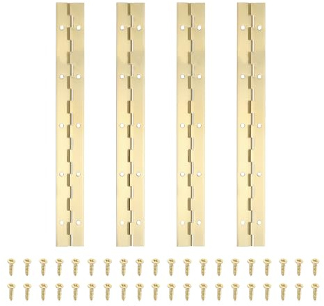 PATIKIL Bisagra De Piano De 10x1.2 Pulgadas, 4 Pcs Bisagra Continua De Acero Inoxidable 304 Con Agujeros Para Puerta De Piano, Caja De Almacenamiento De Madera, Gabinete, Barco, Dorado
