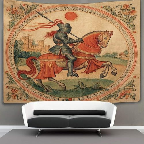 kaiyun Ritter Tapisserie Mittelalterlicher Stil Wandteppich Wandbehang Für Schlafzimmer Wohnzimmer Schlafsaal 180cmx230cm