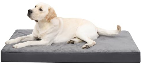KSIIA Orthopädisches Hundebett Grosse Hunde, Hundekissen Waschbar XL,111x81 | Hundebetten Doppelseitig Wendbare für Sommer und Winter, Abnehmbare Hundematte Wasserdicht für Große Hunde, Dunkelgrau