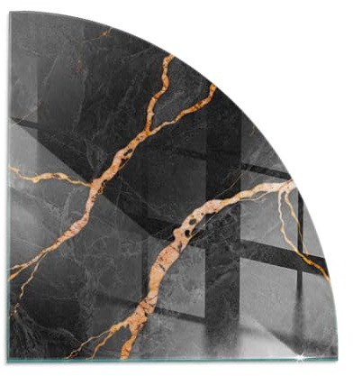 Placa para Chimenea 1/4 100x100 cm Chispas y Arañazos Protector Protector de Suelo Decoración de la Sala de Estar Cristal Templado Resistente a Altas Temperaturas - Mármol Elegante con Vetas