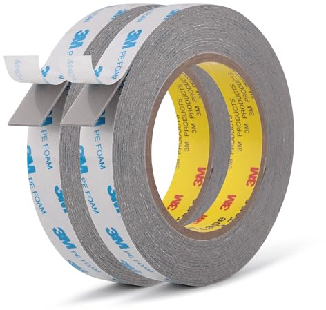 Ndcadhesive Cinta de espuma de doble cara de alta resistencia 19 mm x 5,5 m 2 rollos cinta de montaje para unir tiras de espuma Para pancartas carteles alarmas persianas molduras Color Gris