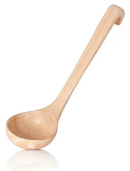 Schöpfkelle Holz 28x8cm Große Japanischen Stil Suppenkelle Langer Griff Holzlöffel Schöpflöffel Saucenkelle Breilöffel Servierlöffel mit Haken zum Kochen, Rühren, Mischen