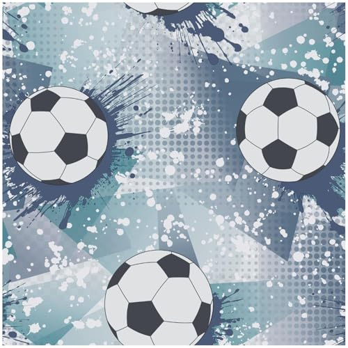 YöL Football Frenzy Navy Teal Wallpaper - Kids Room Nursery Bedroom - Feature Statement Wall - Sport Ball Goal Splash - Paste The Wall Washable - Contemporary Versatile Sophisticated