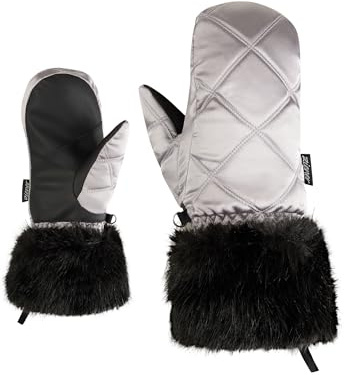 Ziener Damen KWINZI-Z Ski-Fäustling/Wintersport | Kunstfellbündchen, Thermoshield, wasserabweisend, metallic Silver, 6,5