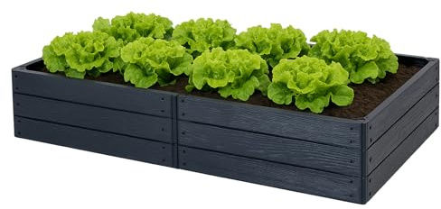 FEINZ Orto Rialzato per Verdure ed Erbe Aromatiche 150x75cm | Resistente alle Intemperie, Fioriera da Giardino in Plastica Antracite, Ideale per Idee Creative
